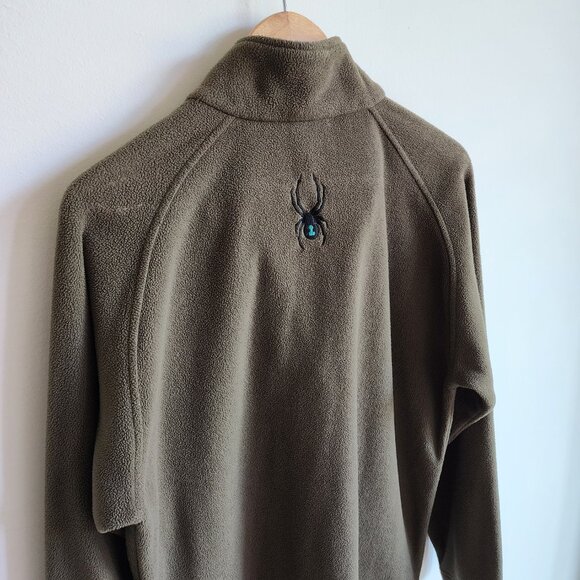 Spyder Pullover Medium Olive Green M Mens BROKEN ZIPPER Polyester Fleece Quarter - Picture 16 of 17